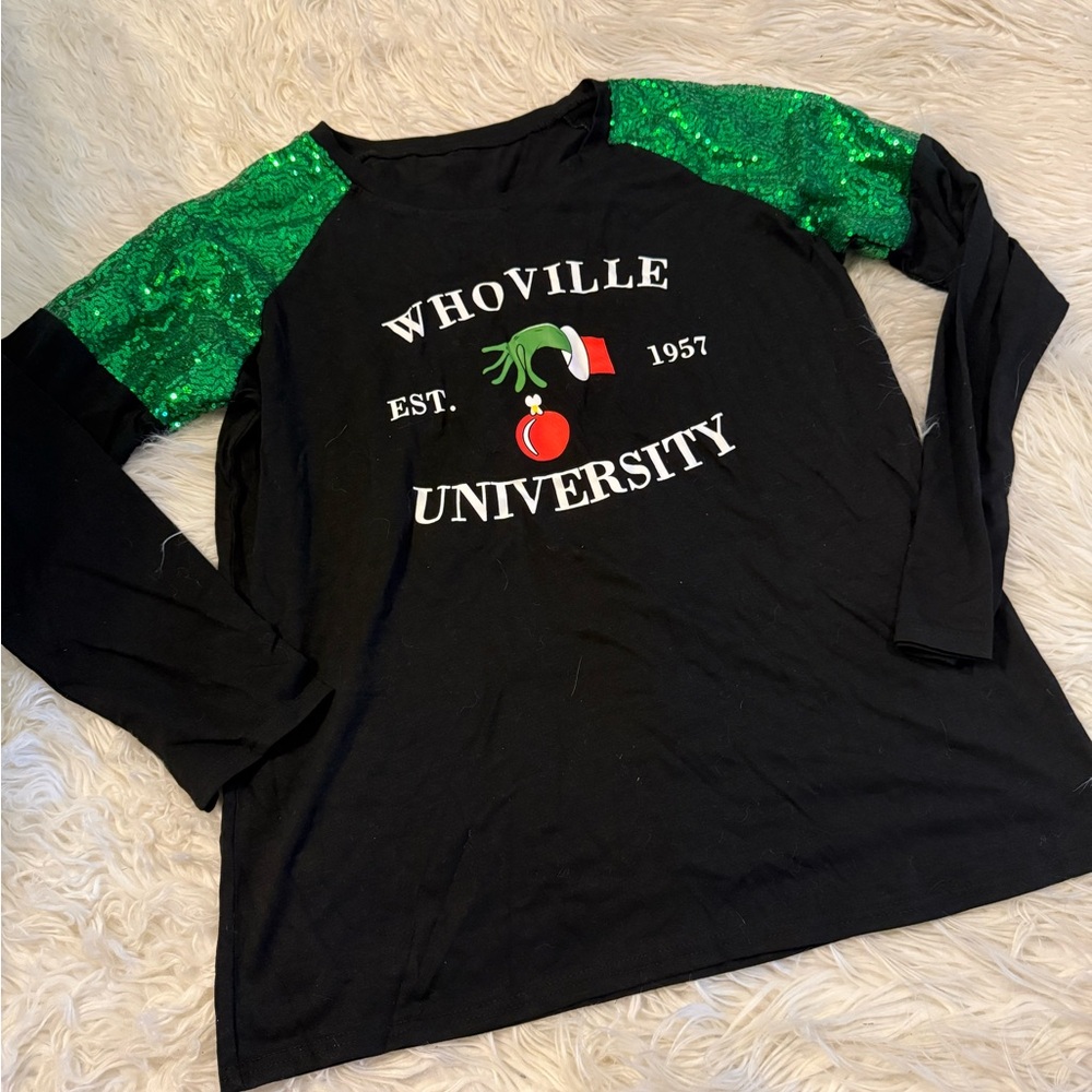 Women’s Christmas Whoville University Black and Green Women's Top (X2)